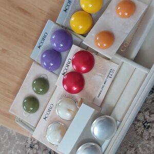 Lot Of 7 Vintage Button Earrings Coro